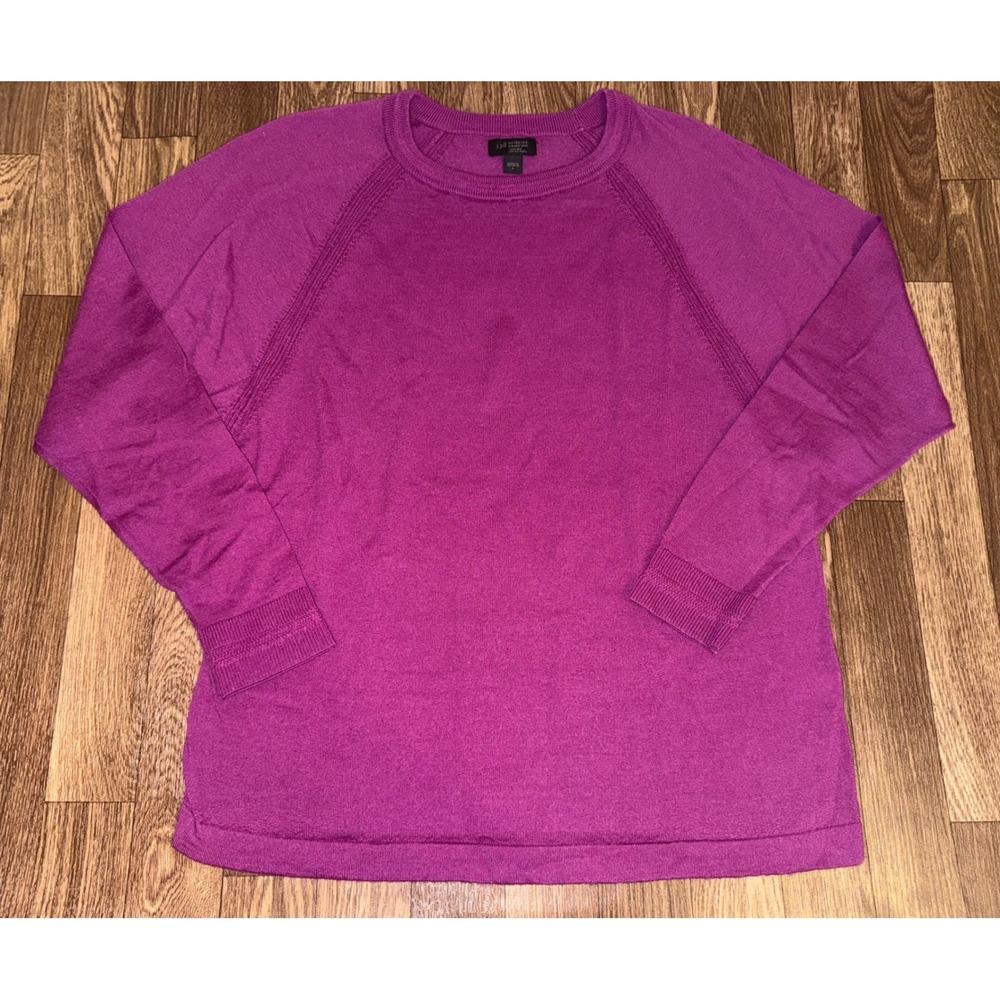 J.Jill Wearever Magenta Extra Fine Merino Wool Raglan Sweater Purple‎ Small